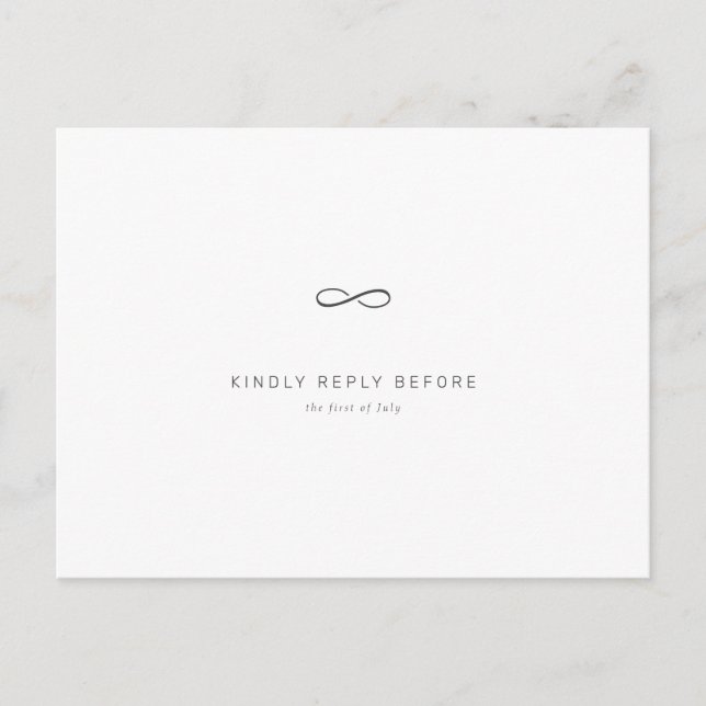 Invitation Carte Postale Symbole d'infini gris minimalement chic (Devant)