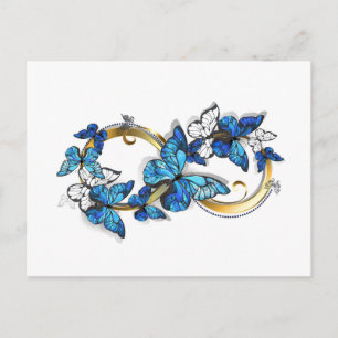 Invitation Carte Postale Symbole infini de papillons Morpho bleus