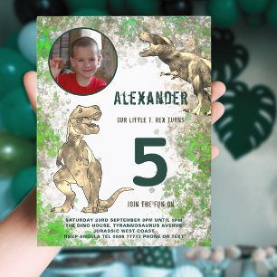 Invitation Carte Postale T-Rex Dinosaur 5e anniversaire de la fête Photo