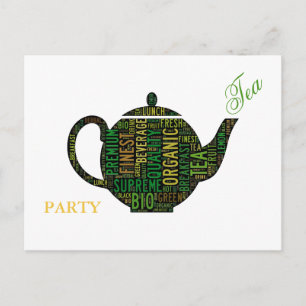 Invitation Carte Postale Tea Party - Black Teapot