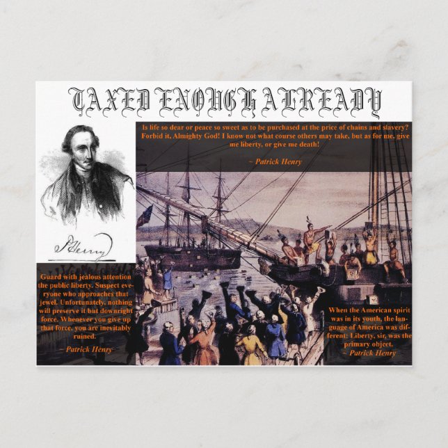 Invitation Carte Postale Tea Party Patrick Henry (Devant)