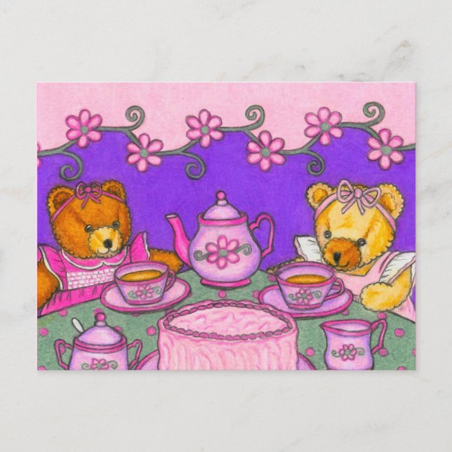Invitation Carte Postale Teddy Bear Tea Party (Devant)