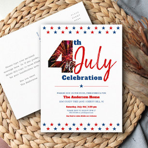 Invitation Carte Postale Téméraire moderne feux d'artifice 4 juillet USA Pa