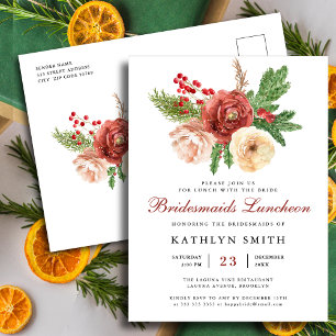 Invitation Carte Postale Terracotta Pin Floral Pough Bridesmaiers Déjeuner