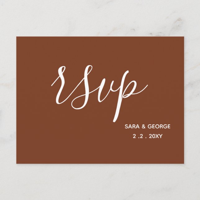 Invitation Carte Postale Terracotta Rustic Burnt Orange Wedding RSVP (Devant)