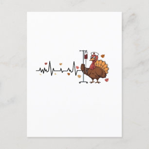 Invitation Carte Postale Thanksgiving Heartbeat Turkey Nurse Pulse Fall RN