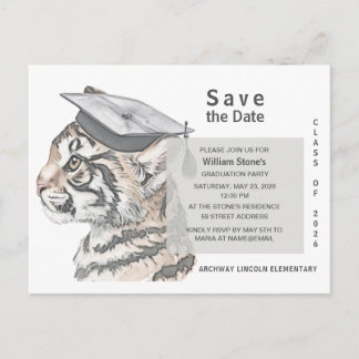 Invitation Carte Postale Tiger Grad | Graduation Save the Date Card