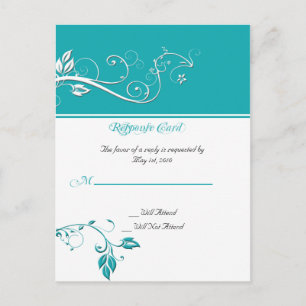 Invitation Carte Postale Toujours et à jamais Bande de couleur Aqua à rince