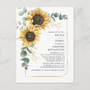 Invitation Carte Postale Tournesol Eucalyptus Brunch Fête des mariées mouss