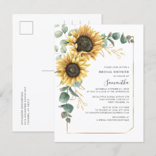 Invitation Carte Postale Tournesol floral Fête des mariées géométrique mode