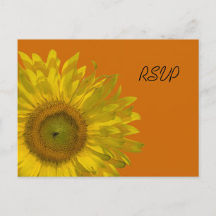 Invitation Carte Postale Tournesol jaune sur le mariage orange Réponse RSVP