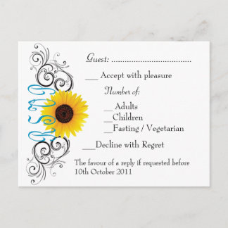 Invitation Carte Postale Tournesol RSVP