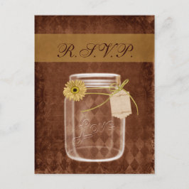 Invitation Carte Postale tournesol rustique mason jar mariage rsvp