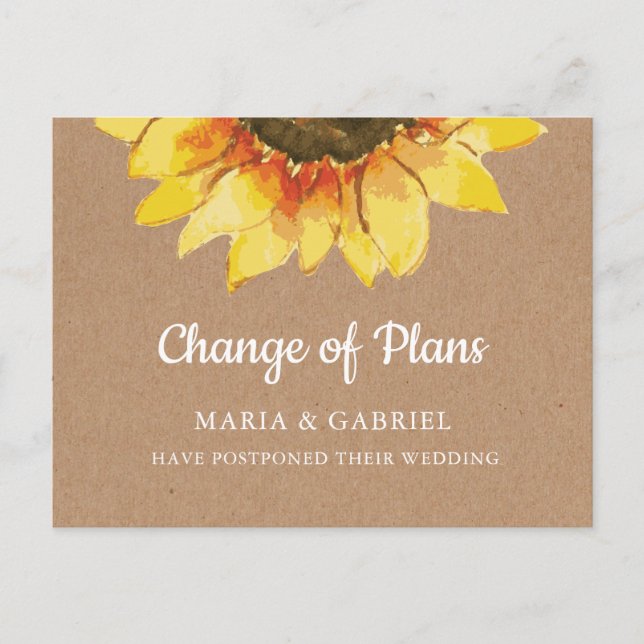 Invitation Carte Postale Tournesol rustique. Reporter l'article Changer la  (Devant)