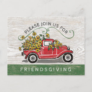 Invitation Carte Postale Tournesols rouges vintages de camion de dîner de