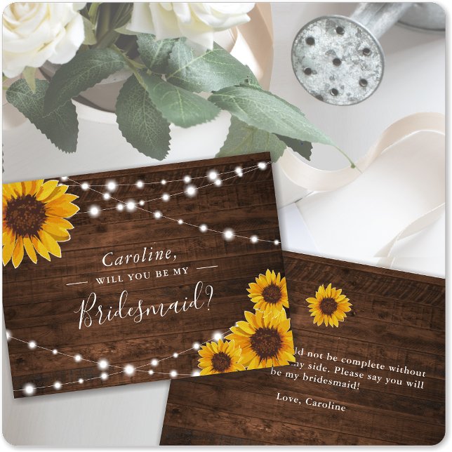 Invitation Carte Postale Tournesols Rustiques Serez-Vous Ma Femme D'Accueil (Créateur téléchargé)