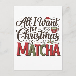 Invitation Carte Postale Tout ce que je veux pour Noël est un café vert Mat