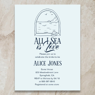 Invitation Carte Postale Toute la mer est amour Vintage Shower de mariage b