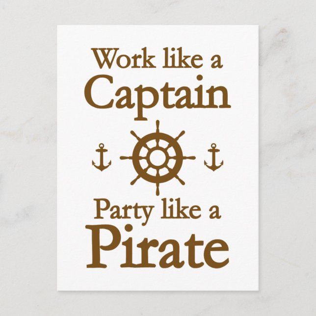 Invitation Carte Postale Travailler Comme Une Partie Capitaine Comme Un Pir (Devant)
