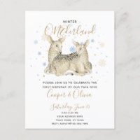 Twins Winter ONEderland Deer Baby's 1st Birthday