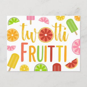 Invitation Carte Postale Twotti Fruitti Citrus Ice Pops Deuxième anniversai