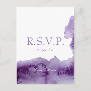 Invitation Carte Postale Ultra Violet Elegant Aquarelle Mariage RSVP