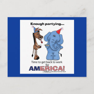 Invitation Carte Postale Un âne et assez d'éléphant pour faire la fête !