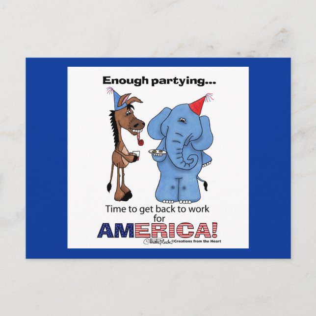 Invitation Carte Postale Un âne et assez d'éléphant pour faire la fête ! (Devant)