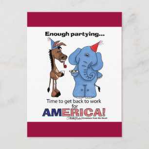 Invitation Carte Postale Un âne et assez d'éléphant pour faire la fête !