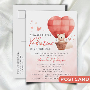 Invitation Carte Postale Un petit valentin doux est sur le Baby shower Way