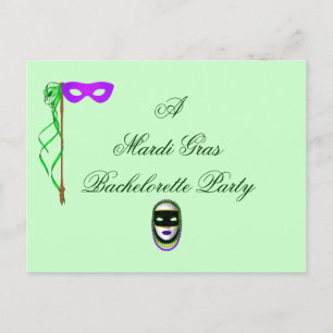 Invitation Carte Postale "Une partie de Bachelorette de mardi gras "