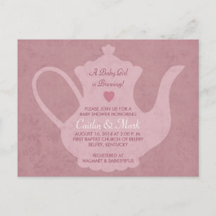 Invitation Carte Postale Une petite fille est en train de brasser Tea Party