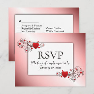 Invitation Carte Postale Valentine RSVP avec choix de dîner