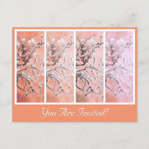 Invitation Carte Postale Van Gogh Les fleurs d'amandes rose