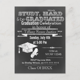 Invitation Carte Postale Vintage Chalkboard Typography Graduation