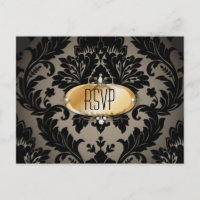vintage or noir formel mariage damassé RSVP