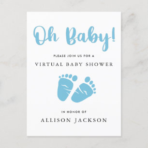 Invitation Carte Postale Virtual Oh Baby Blue Baby Feet Baby Boy Douche
