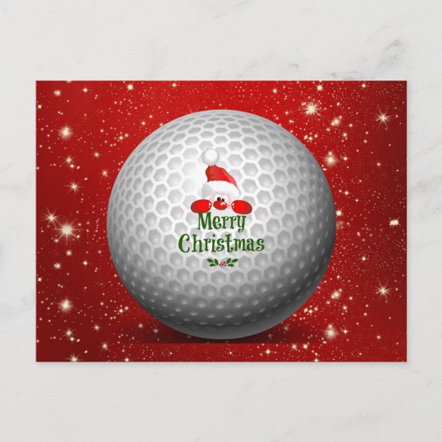 Invitation Carte Postale Vœux de Noël au golfeur (Devant)