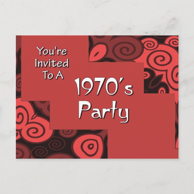 Invitation Carte Postale Vous êtes invité à une fête des années 70 (Devant)