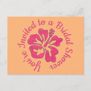 Invitation Carte Postale Vous êtes invité Fête des mariées rose Hibiscus Fl