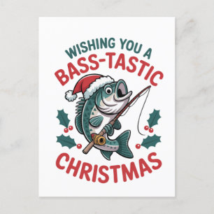 Invitation Carte Postale Vous souhaite un Noël poissonneux pour les pêcheur