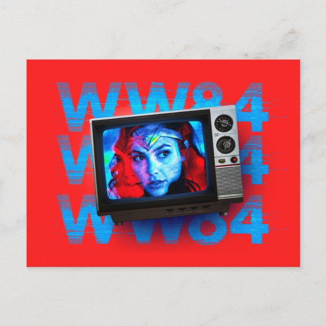 Invitation Carte Postale WW84 | Wonder Woman Retro Static TV Set (Devant)