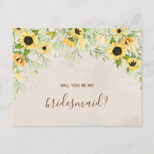 Invitation Carte Postale Yellow Sunflower Aquarelle Soyez ma servante