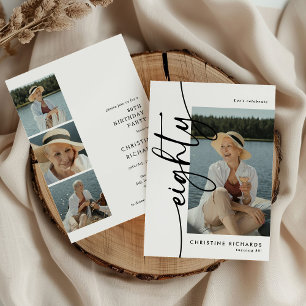 Invitation Carton de Collage Photo Script Quatre-Vingt 4 pour