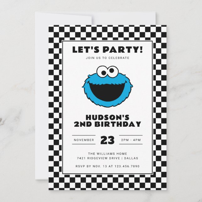 Invitation Carton de contrôle du cookie Monster Anniversaire (Devant)