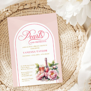 Invitation Carton de Fête de Fiançailles Perles Élégantes et