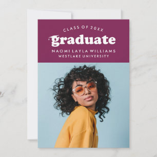 INVITATION CARTON DE FIN D'ÉTUDES MODERNE RÉTRO GRADUÉ   INVI