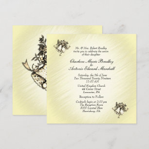 Invitation Carton de mariage Cloches Jaunes