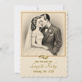 INVITATION " CARTON DE MARIAGE VINTAGE "