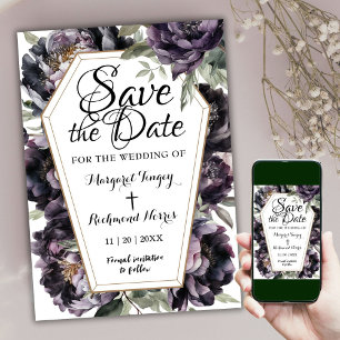 Invitation Carton de Mariée Fleur de Peuplier Noir Vintage   
